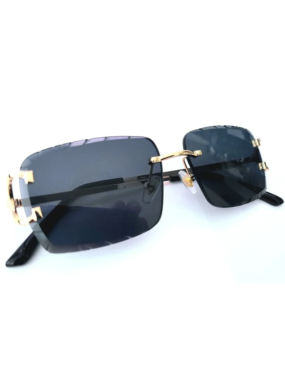 Piccadilly Gld Blk Gradient C Diamond Cut Designer Sunglass